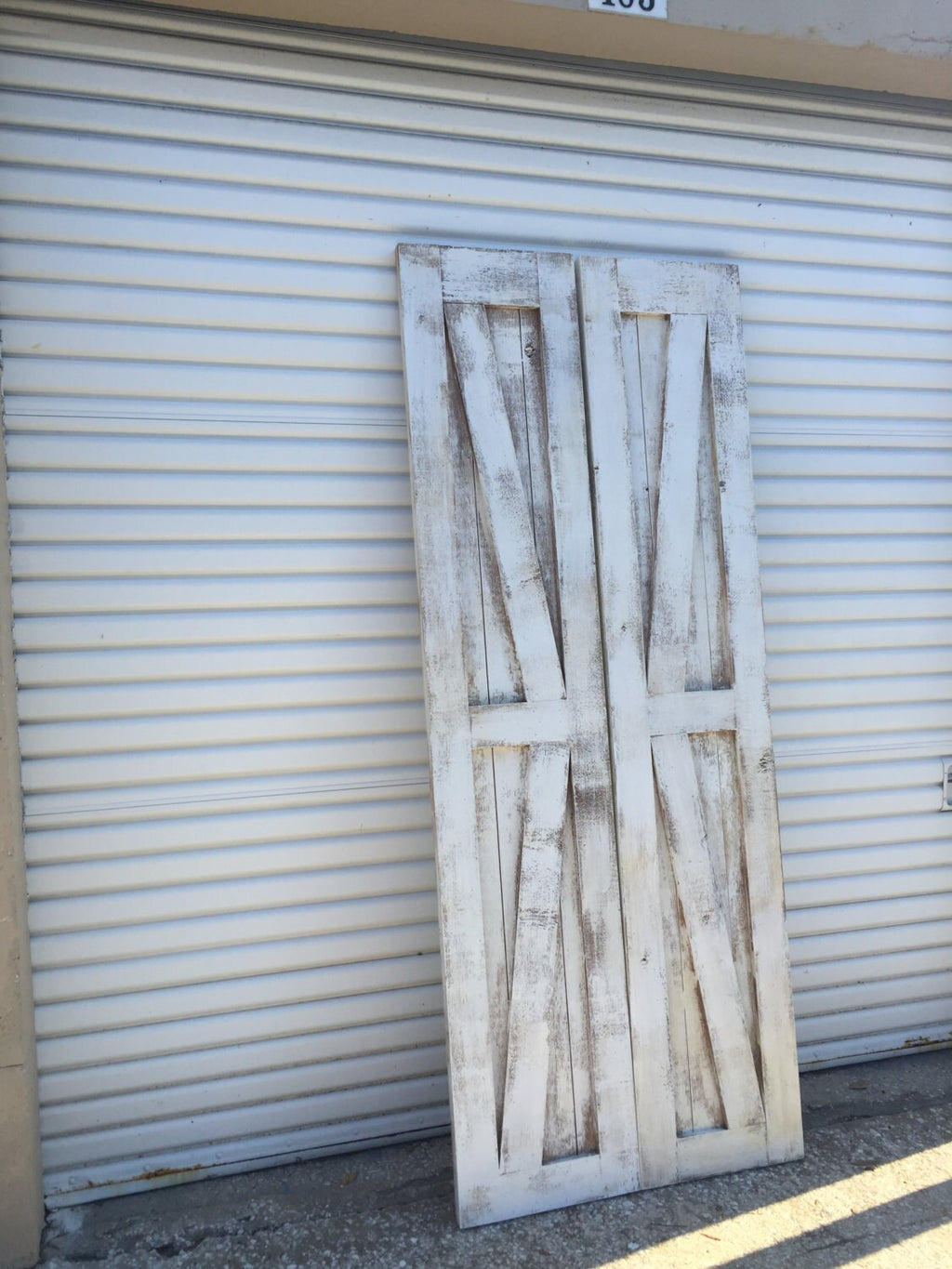 Shabby Chic Hinged Barn Door with British Brace