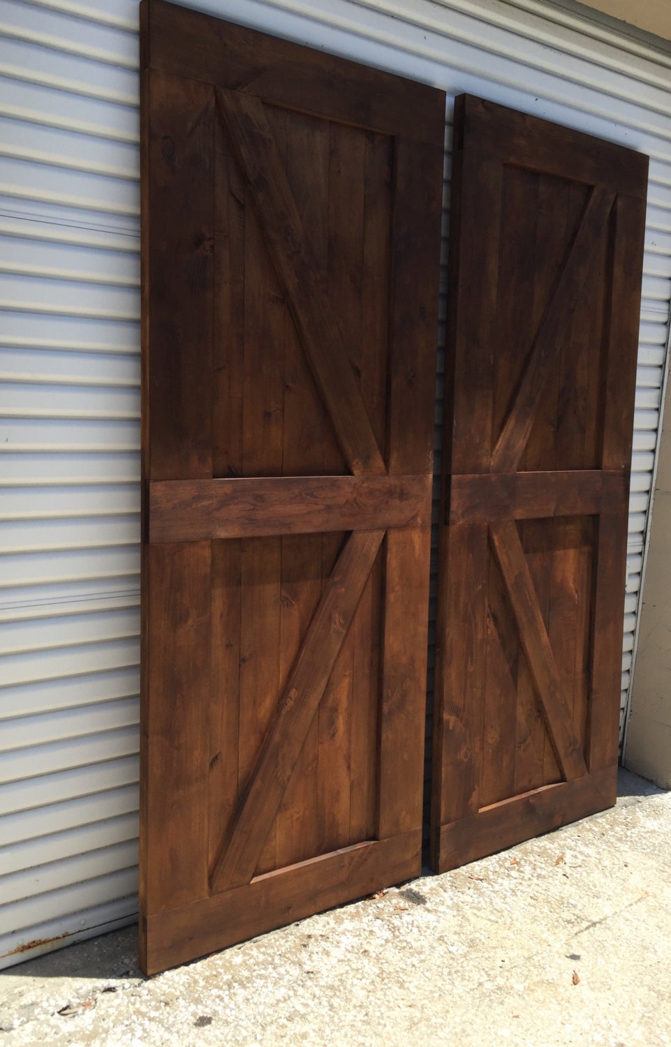 British Brace Rustic Barn Door, Custom Wood Sliding/Hinged