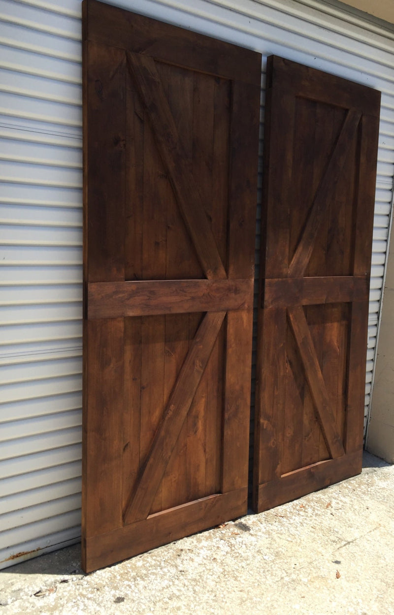 British Brace Rustic Barn Door, Custom Wood Sliding/Hinged
