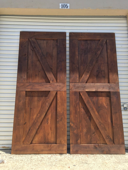 British Brace Rustic Barn Door, Custom Wood Sliding/Hinged