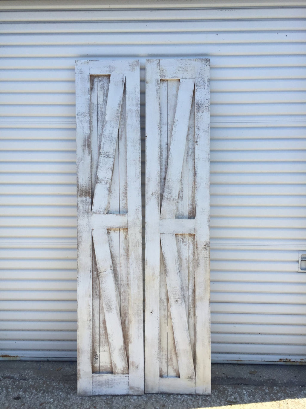 Shabby Chic Hinged Barn Door with British Brace