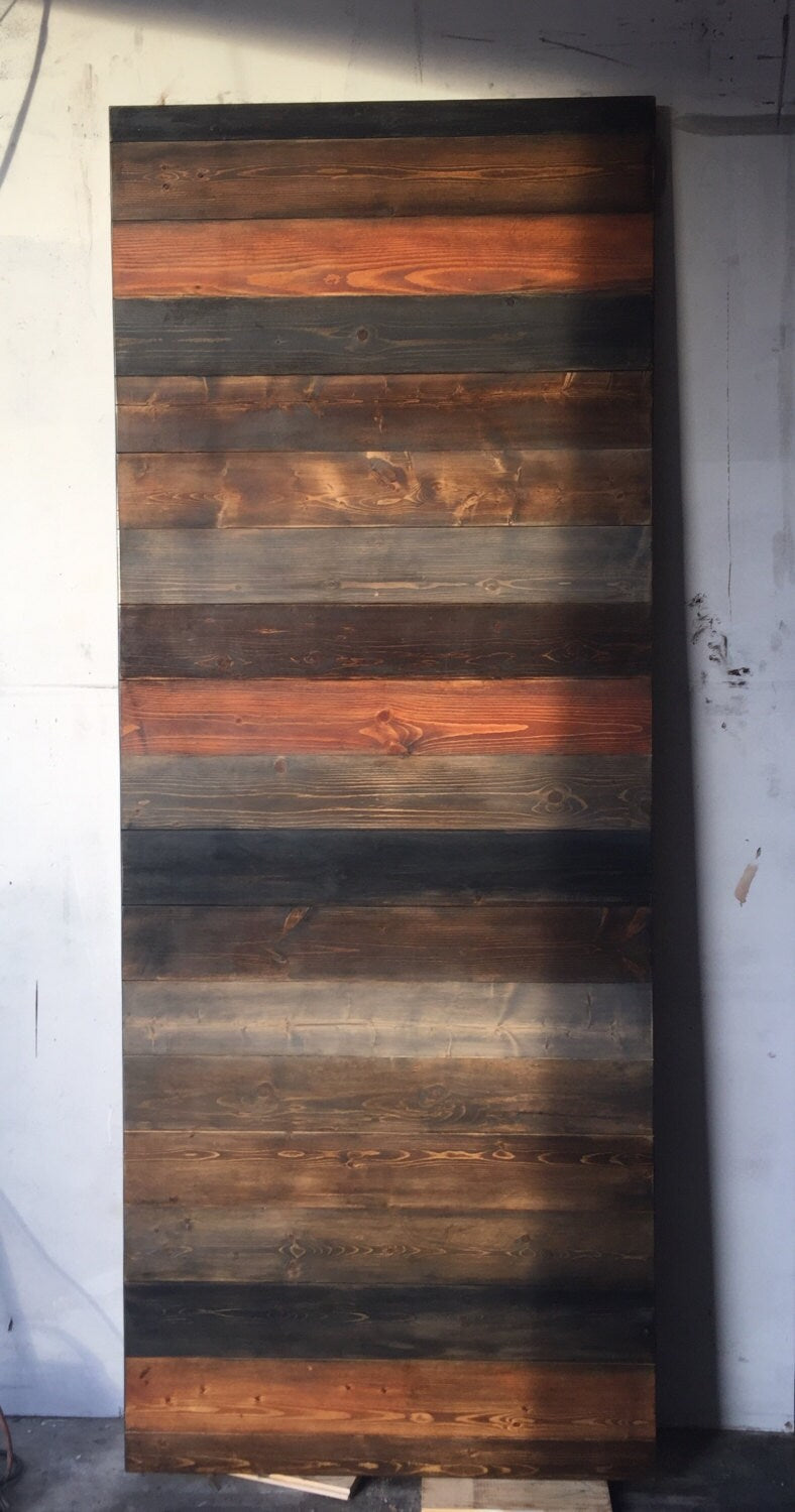 Custom Multi-Stain Horizontal Plank Sliding Barn Door