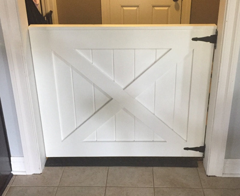 Custom Barn Door Baby Gate, White Painted Pet Gate