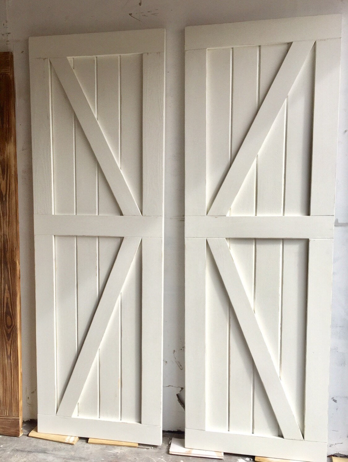 Custom White British Brace Barn Door, Sliding or Hinged