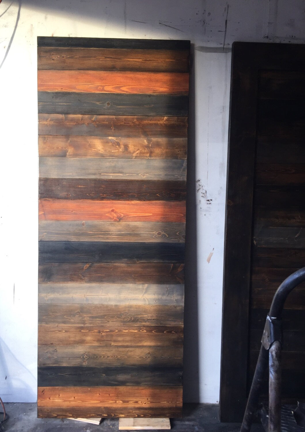 Custom Multi-Stain Horizontal Plank Sliding Barn Door