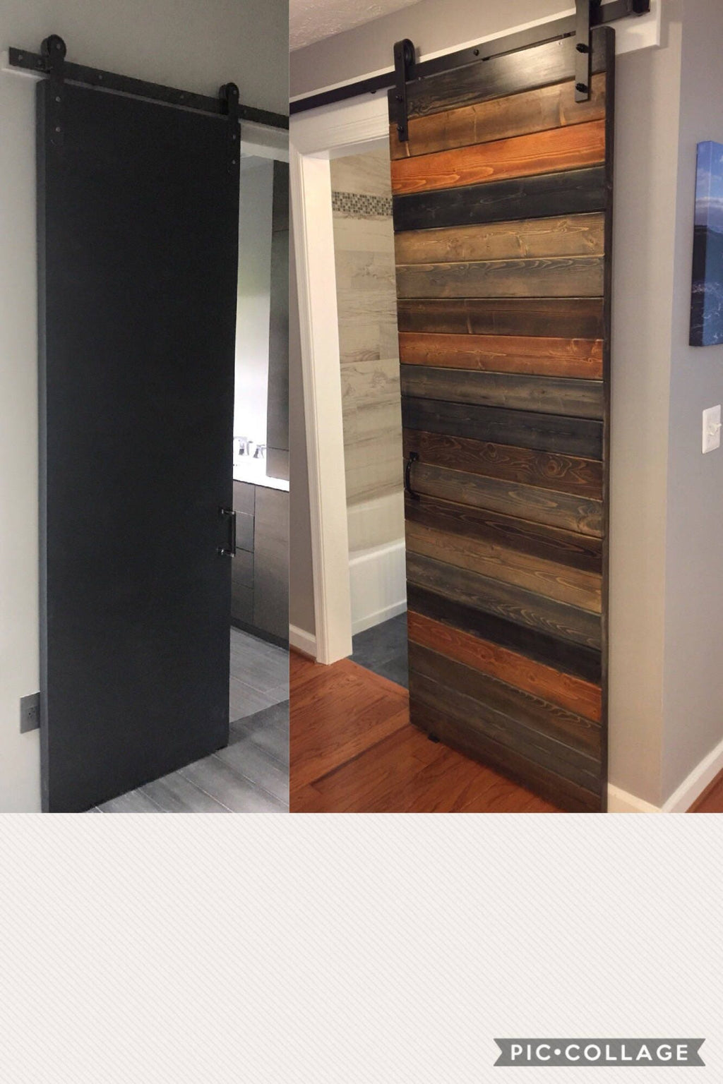 Custom Multi-Stain Horizontal Plank Sliding Barn Door