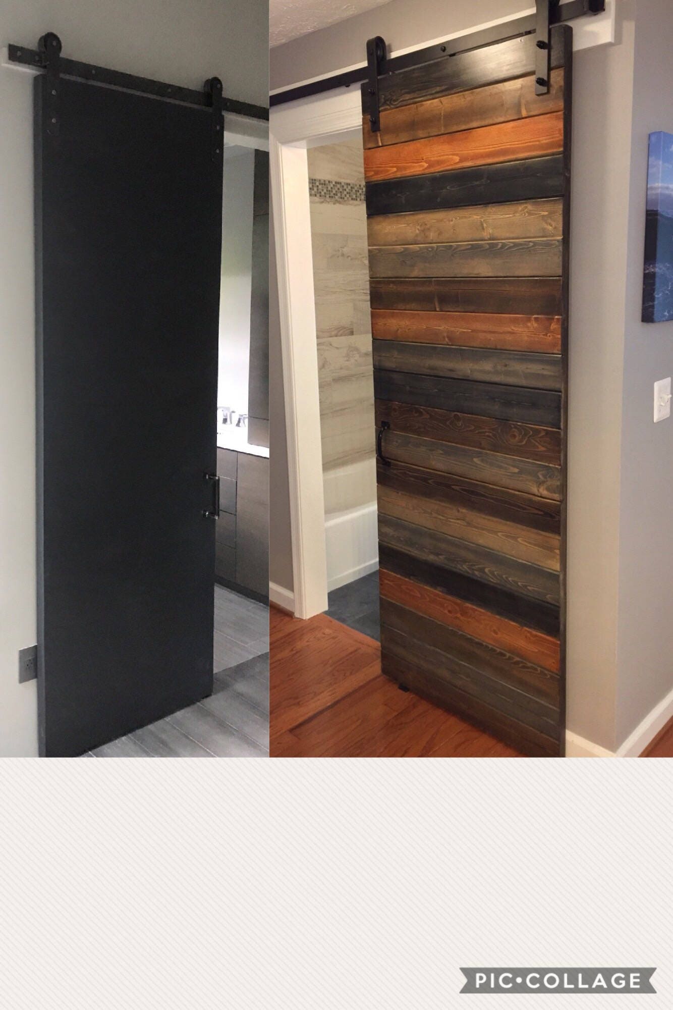 Custom Multi-Stain Horizontal Plank Sliding Barn Door