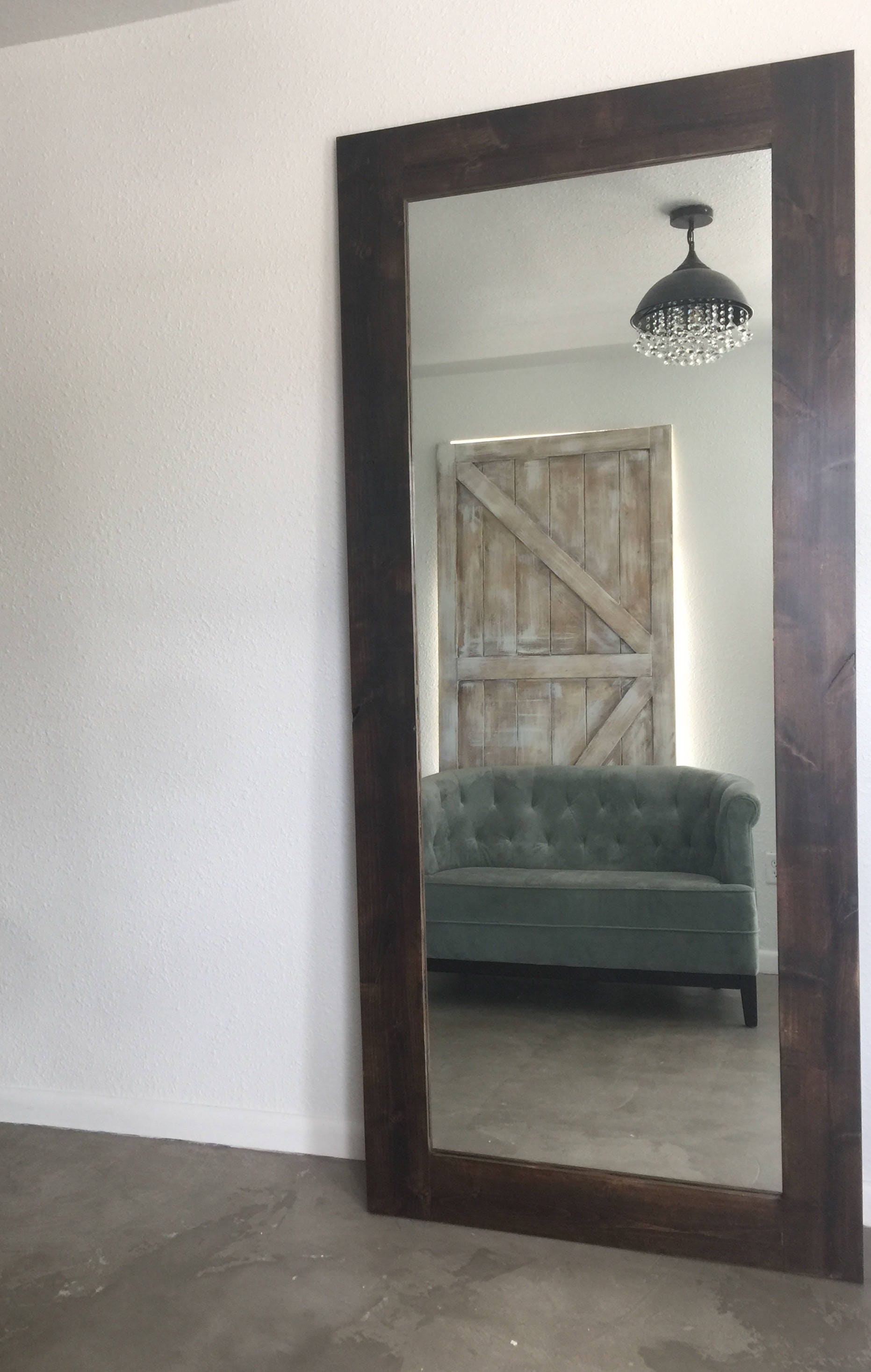 Mirrored Framed Sliding Barn Door, Custom Mirror