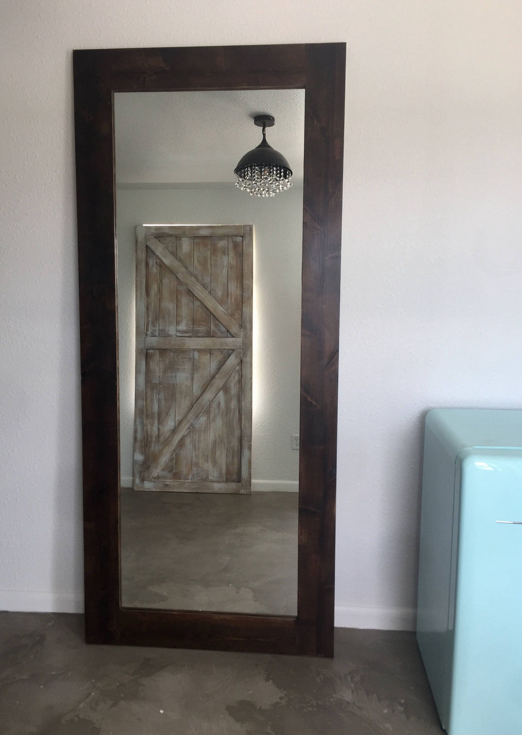 Mirrored Framed Sliding Barn Door, Custom Mirror