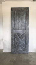 Custom Farmhouse Bottom X Sliding Barn Door, Dark Gray