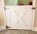 White Barn Door Baby Gate, Industrial Steel Hardware, Custom Sized