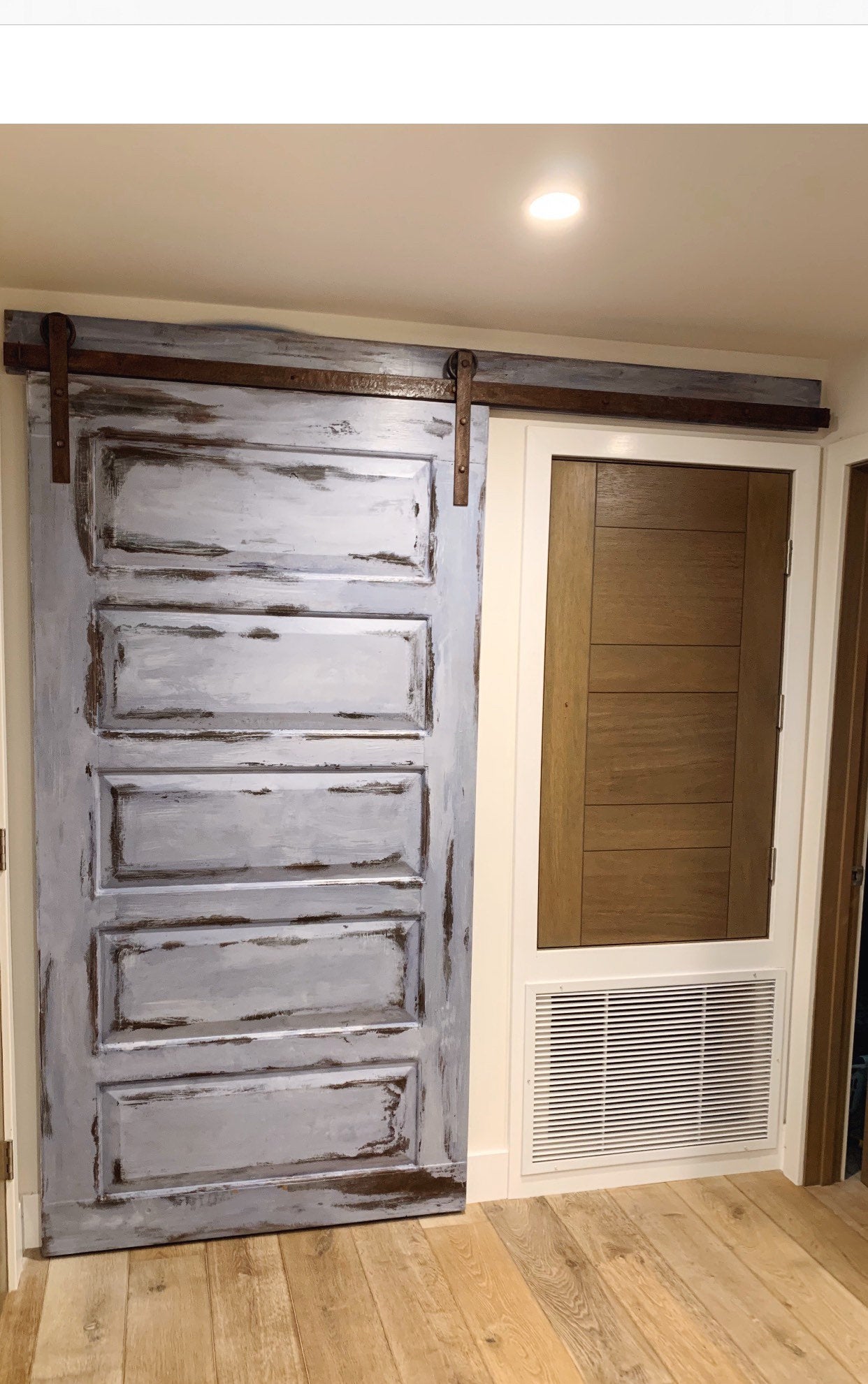Custom Shabby Chic 5 Panel Barn Door, Vintage Replica