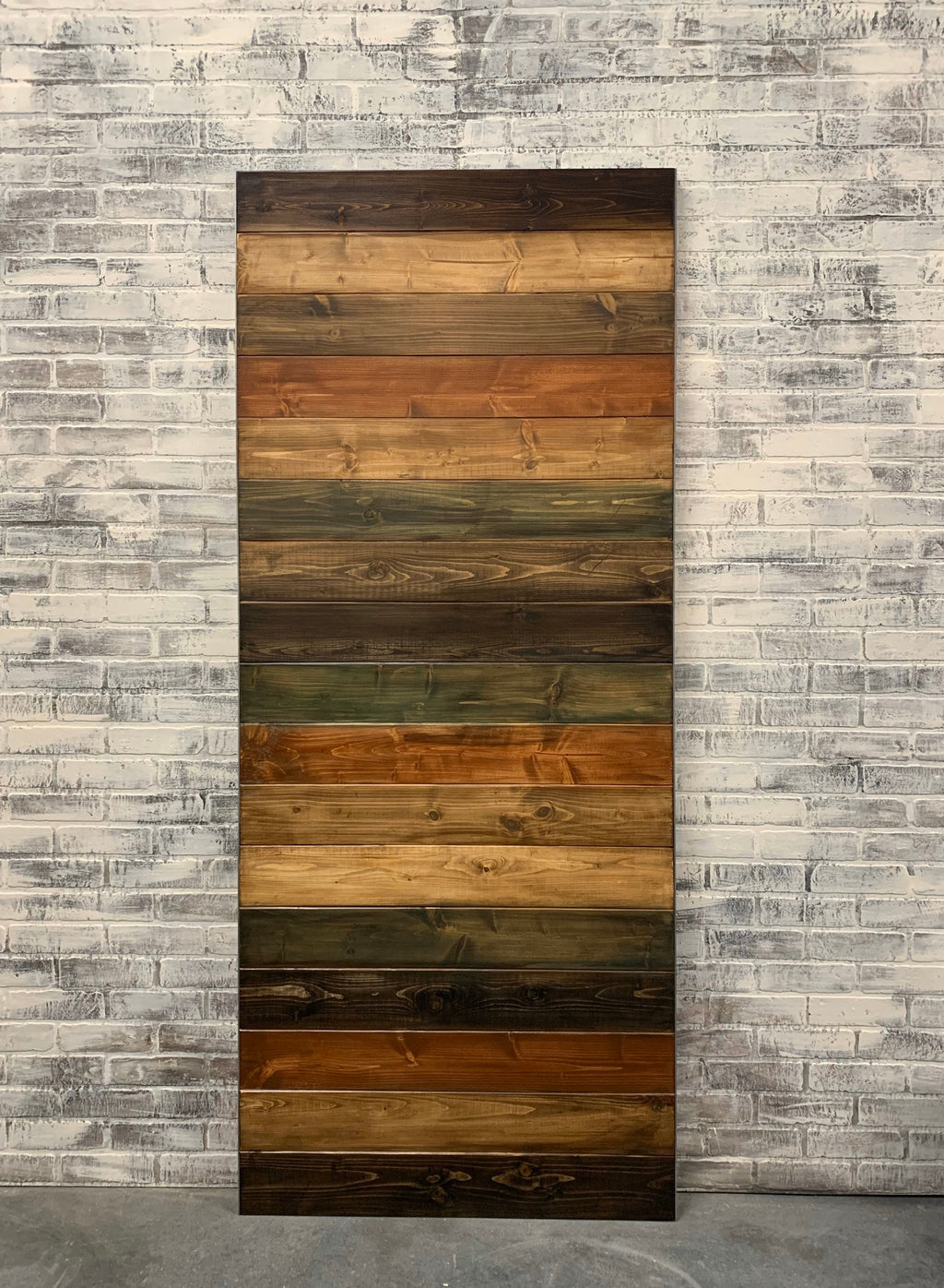 Custom Horizontal Plank Sliding Barn Door, Multi-Stained
