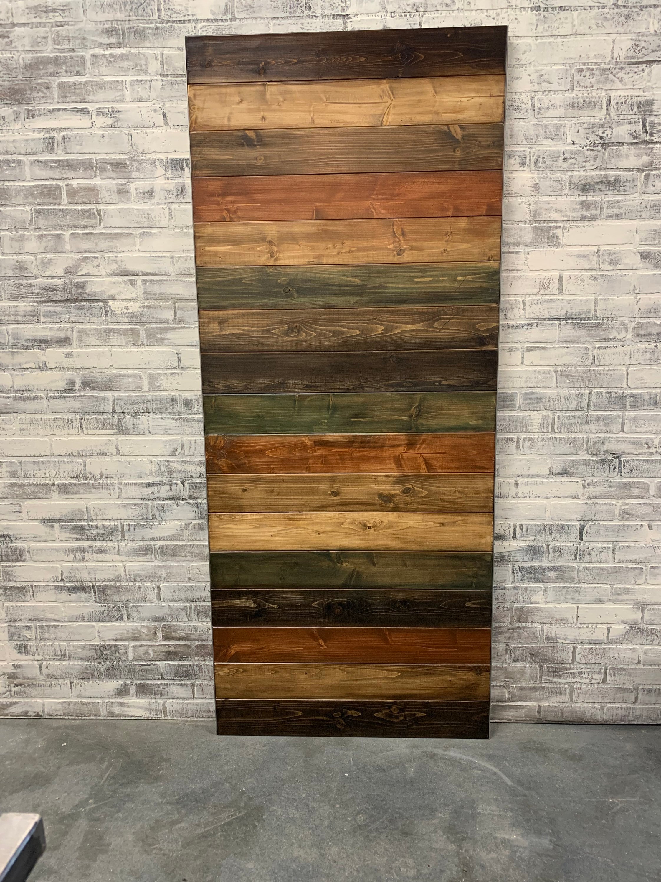Custom Horizontal Plank Sliding Barn Door, Multi-Stained