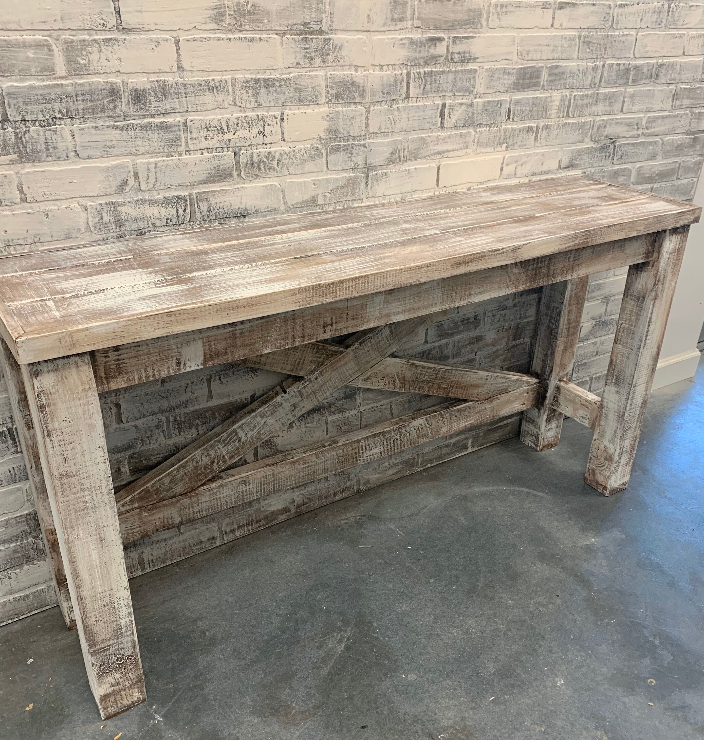 Custom Farmhouse Console Table, Barn Door Finish