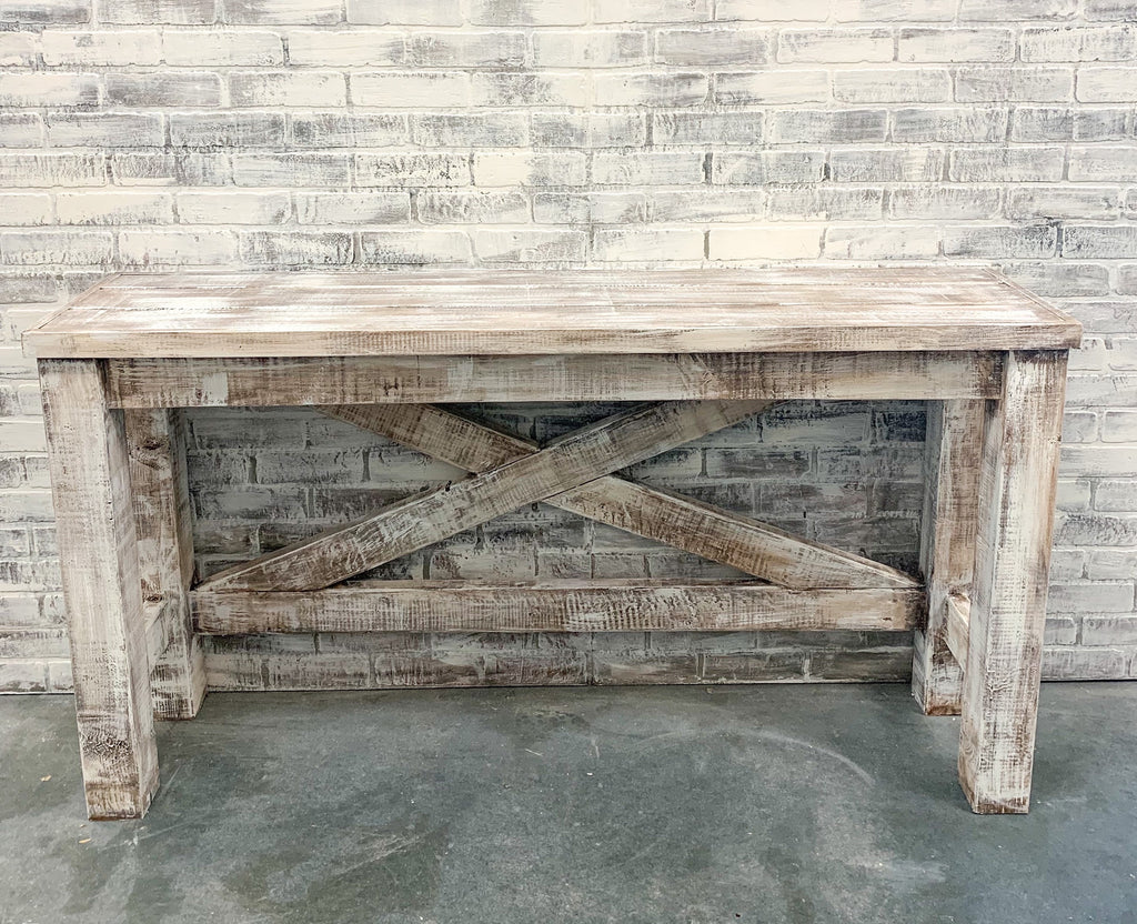 Custom Farmhouse Console Table, Barn Door Finish