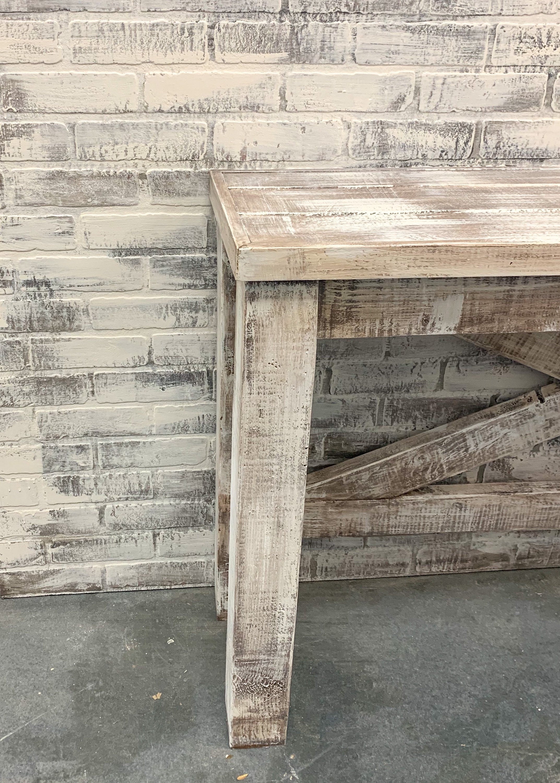 Custom Farmhouse Console Table, Barn Door Finish