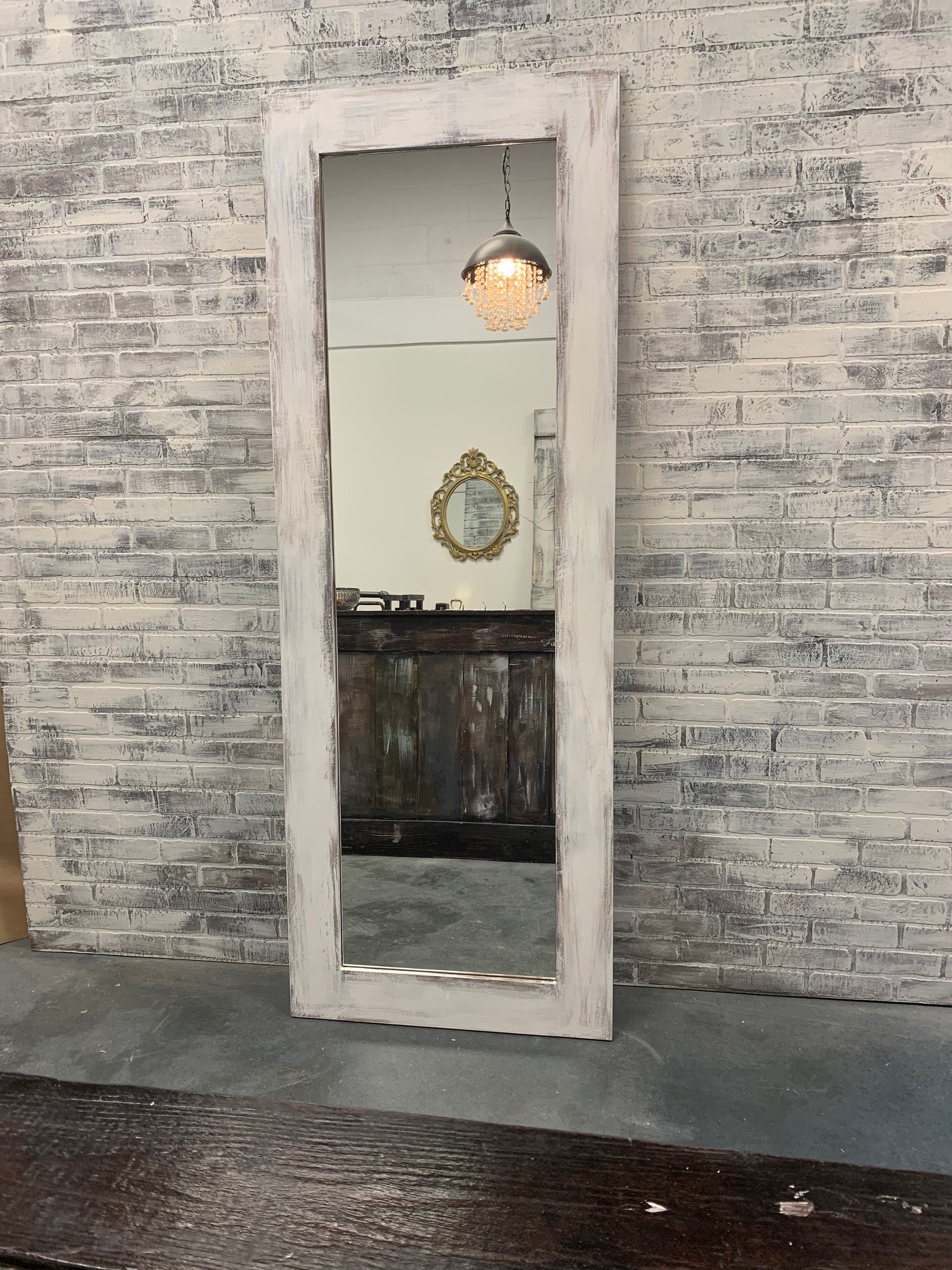 Custom Mirrored Barn Door, Shabby Chic Full Length Mirror