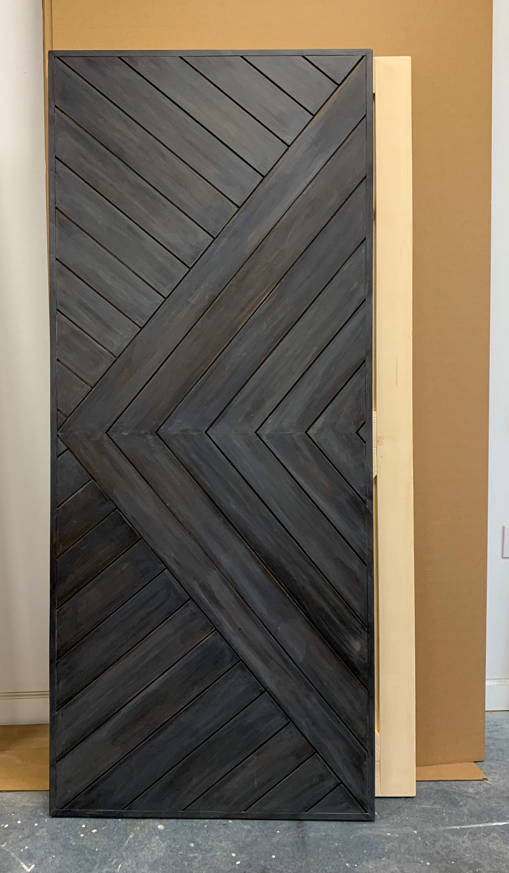 Chevron Barn Door, Modern Aztec Design, Custom Stain Finish