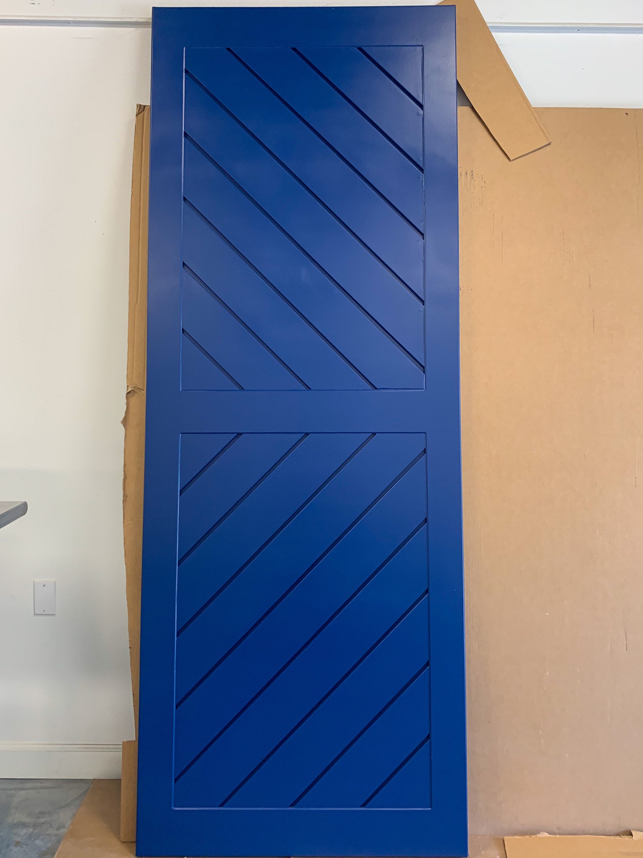 Custom Chevron Panel Barn Door, Modern Painted Wood