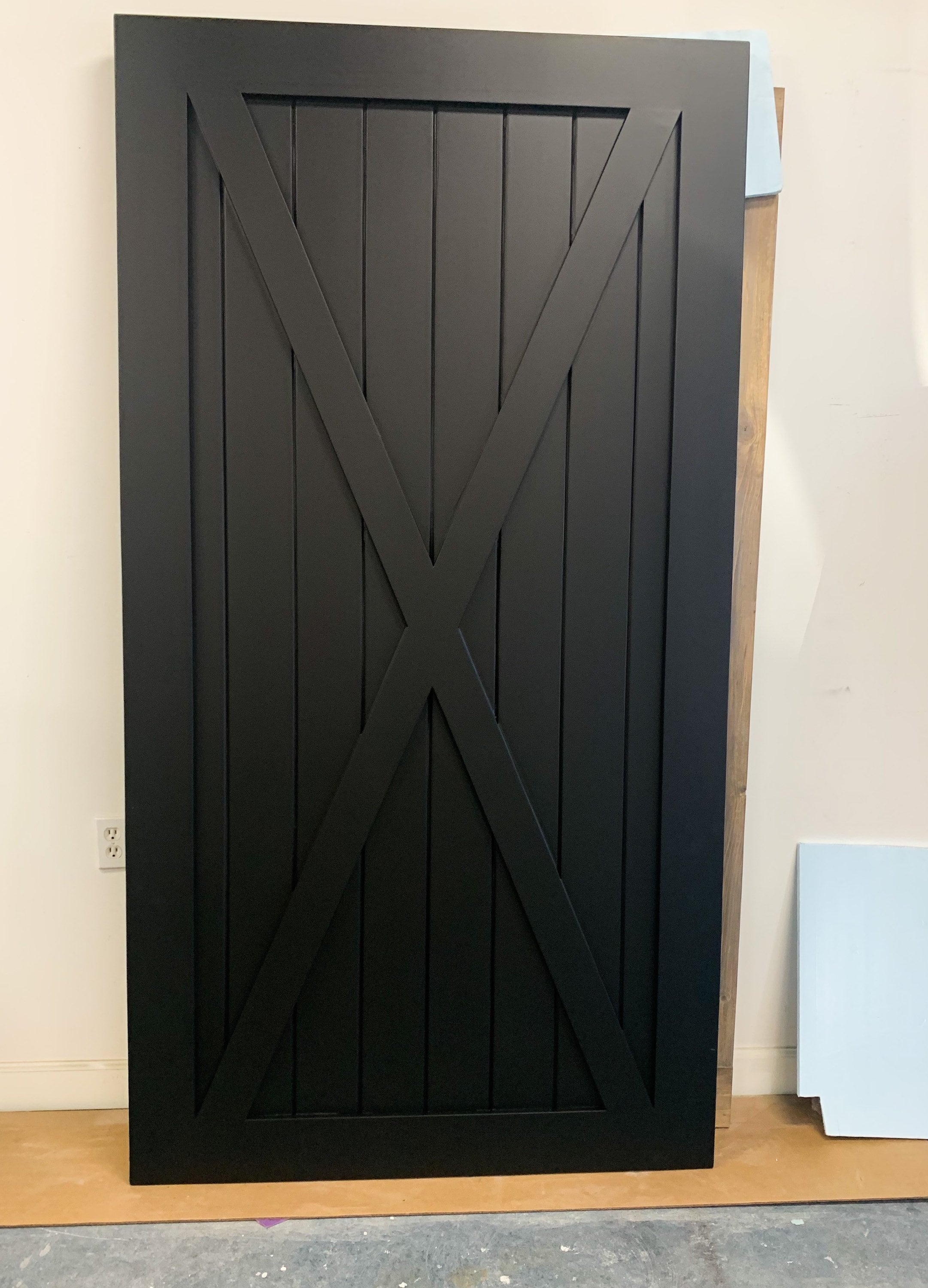 Custom Full X Barn Door, Black Painted Finish