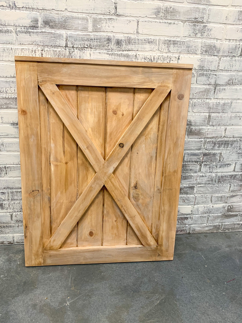 Custom Barn Door Baby Gate, Weathered Pine Finish