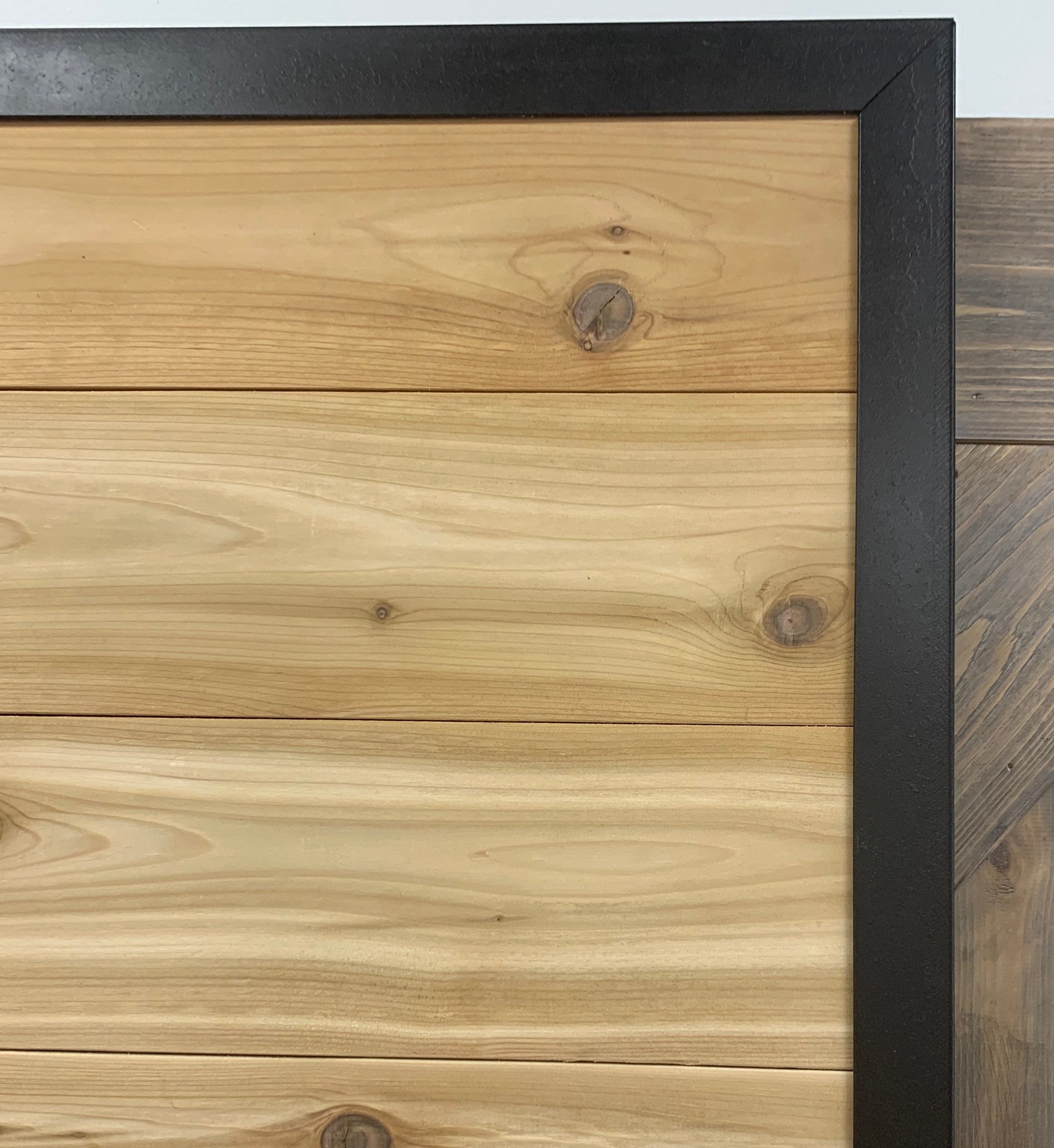 Custom Cedar Barn Door with Horizontal Plank & Metal Frame