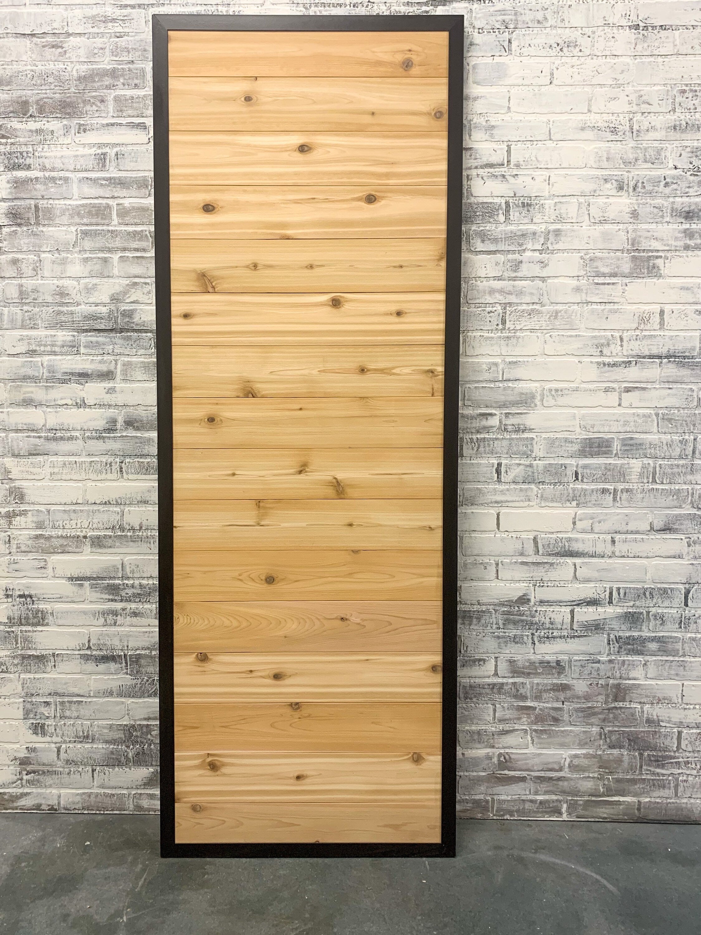 Custom Cedar Barn Door with Horizontal Plank & Metal Frame