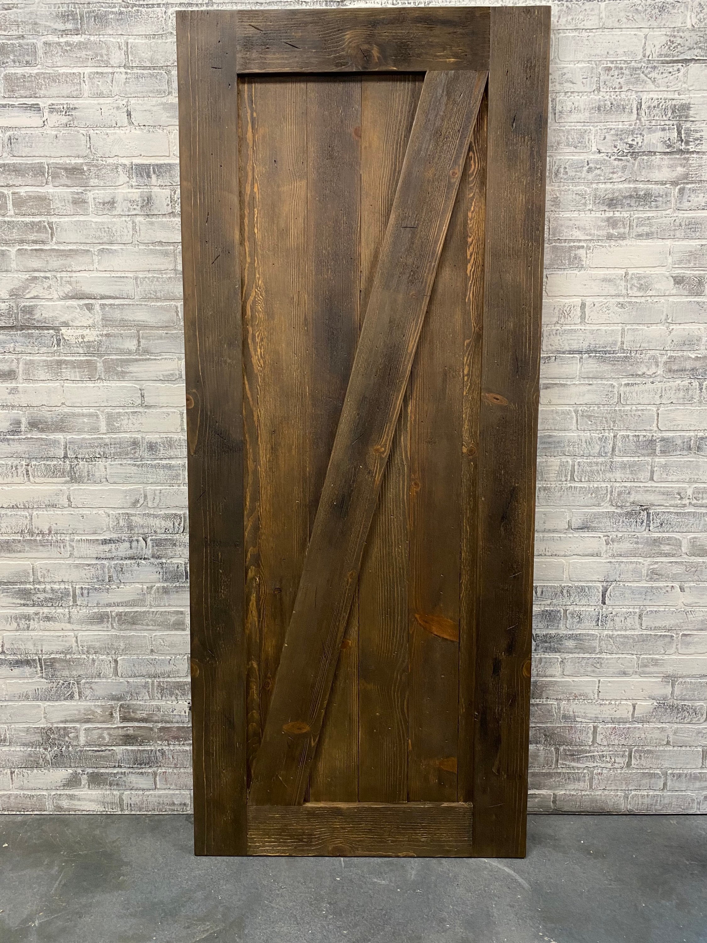 Custom Weathered Wood Mirrored Barn Door, French Country Style
