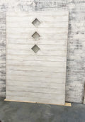 Diamond Glass Horizontal Plank Barn Door, Bohemian Shabby Chic Style