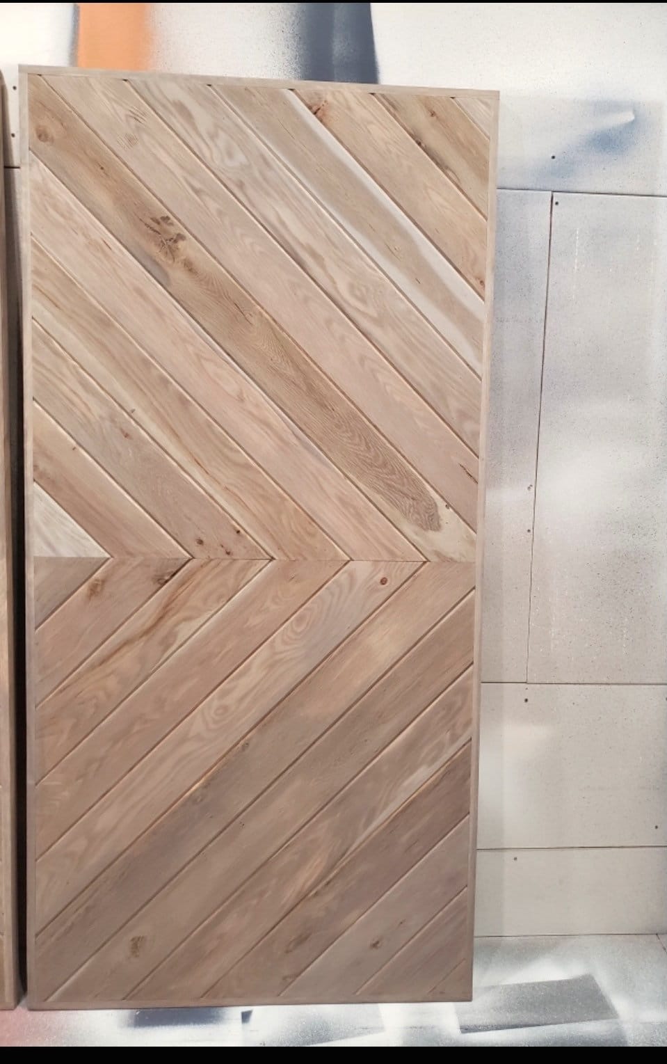 Custom Chevron Arrow Barn Door, Natural Wood
