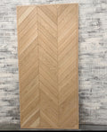 Custom White Oak Chevron Barn Door, Interior Herringbone Design