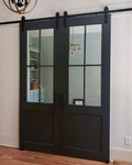 Custom Built Glass French Barn Door, 4 Lite Design
