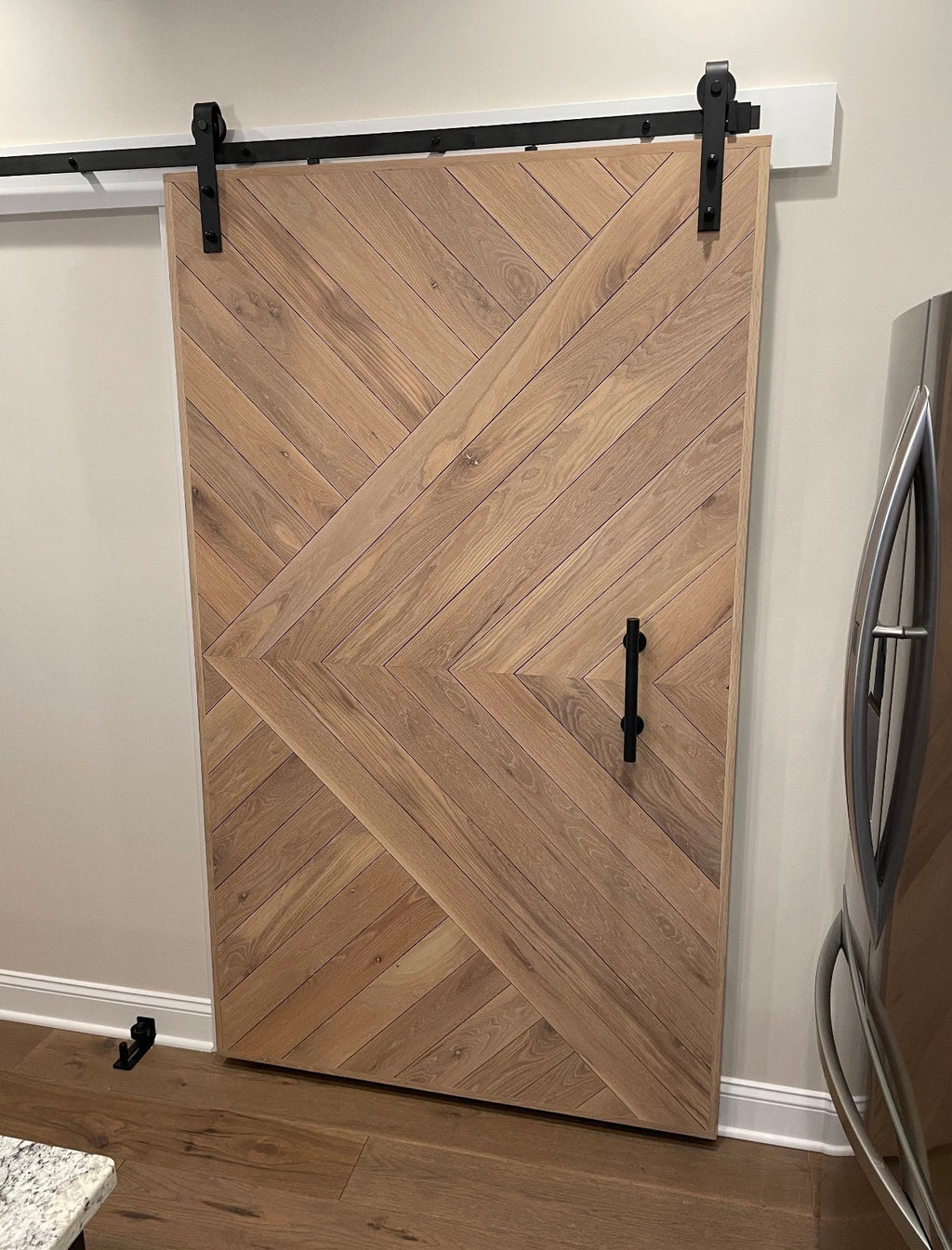 White Oak Chevron Barn Door, Custom Made