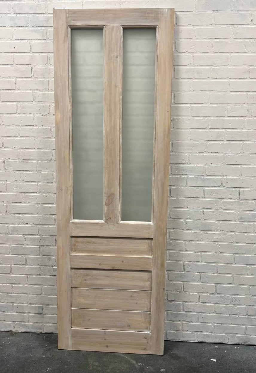 Custom Glass Door, Hinged or Barn Door, Pine Wood Frame