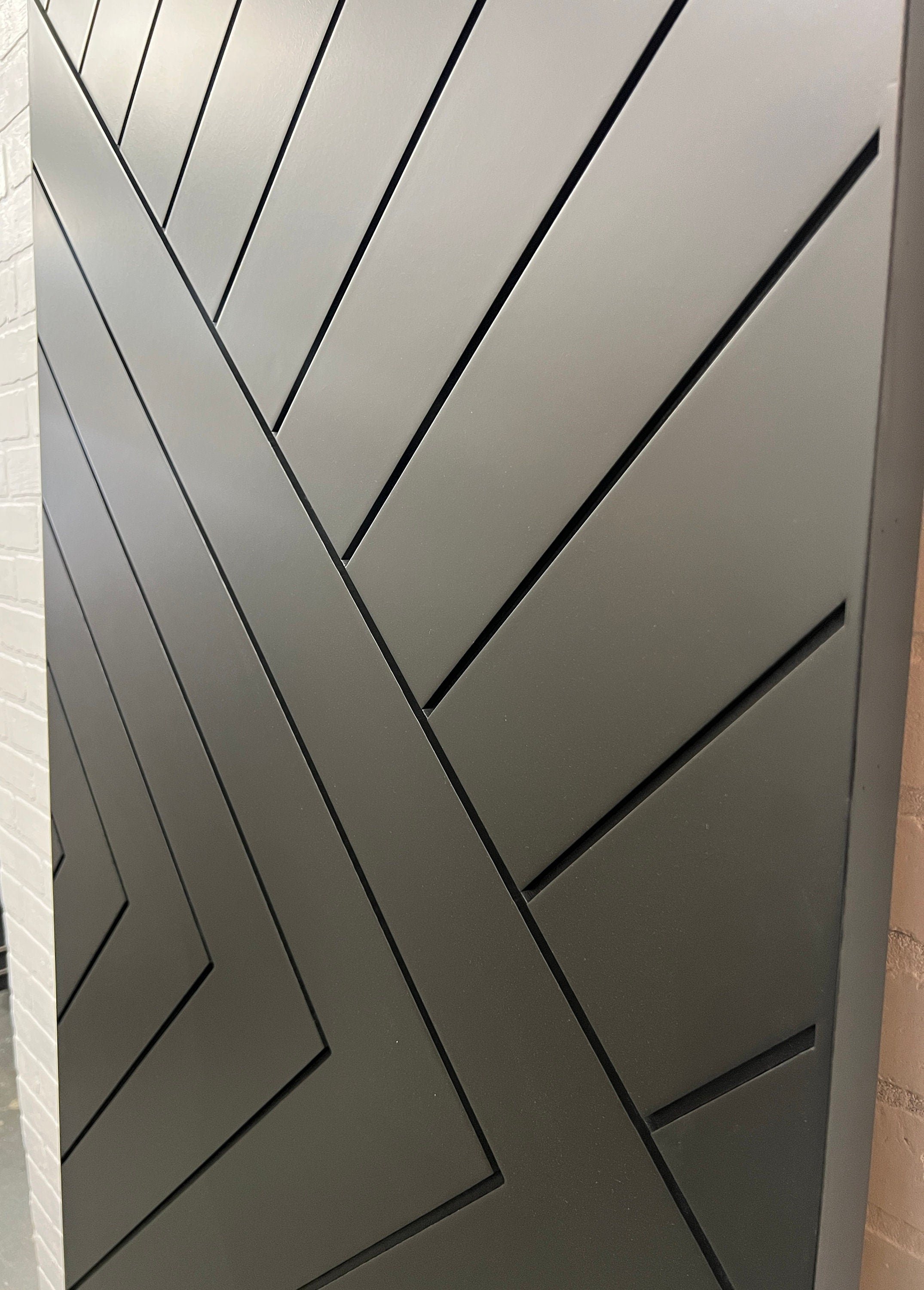 Custom Matte Black Chevron Barn Door