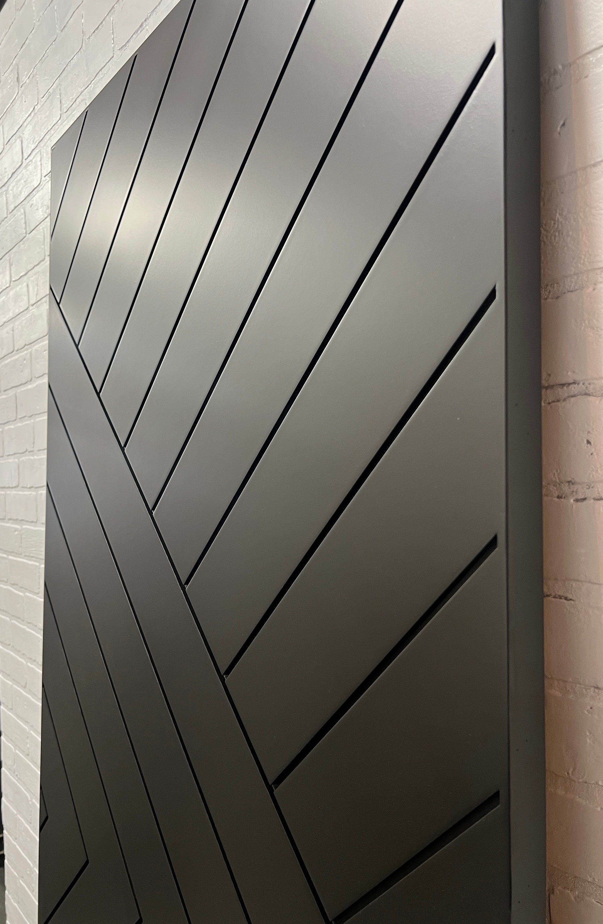 Custom Matte Black Chevron Barn Door