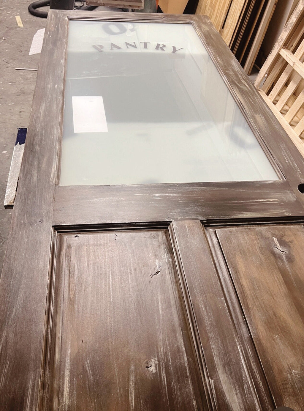 Custom Solid Wood Pantry Door, Raised Panel, Half Lite