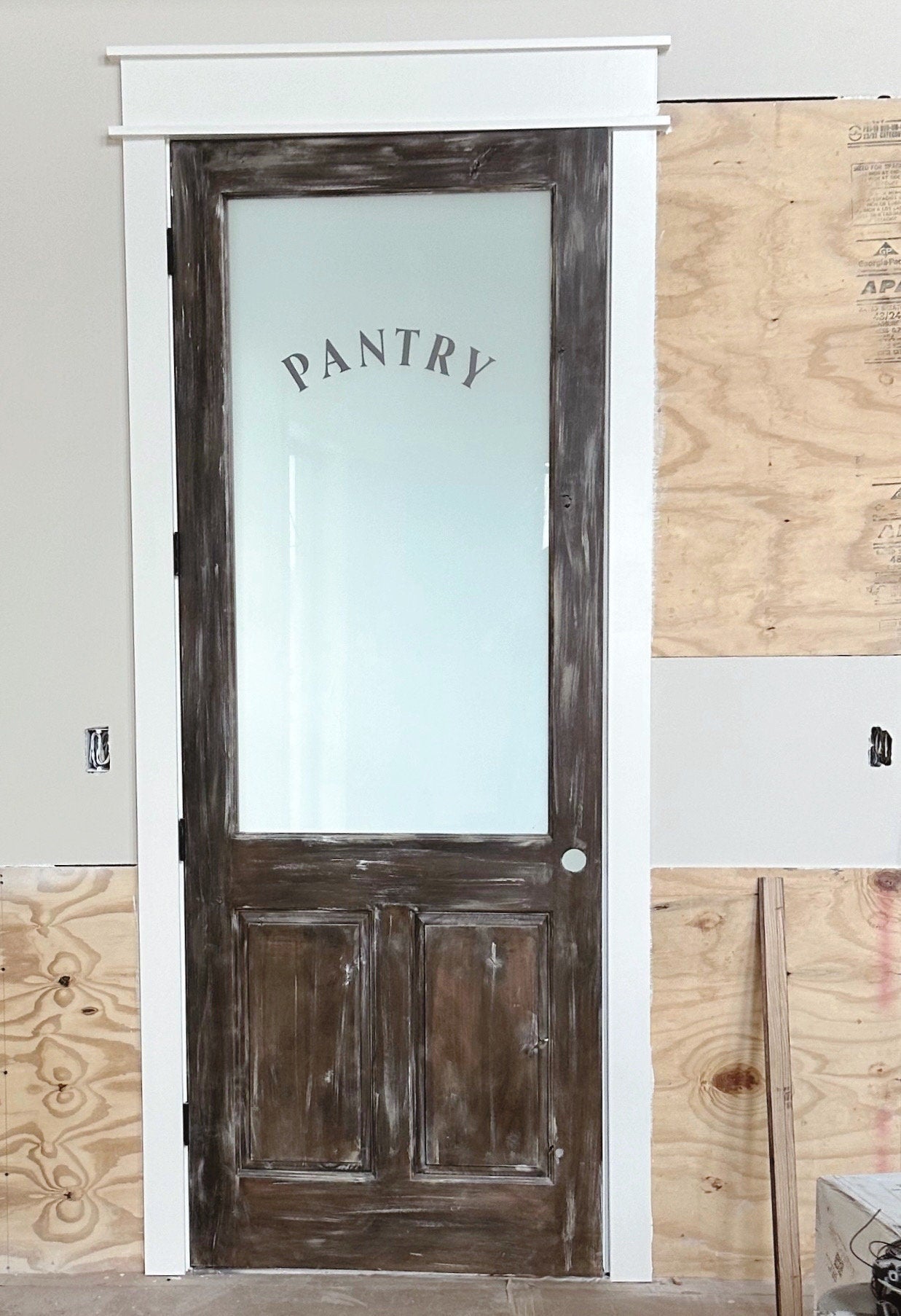 Custom Solid Wood Pantry Door, Raised Panel, Half Lite