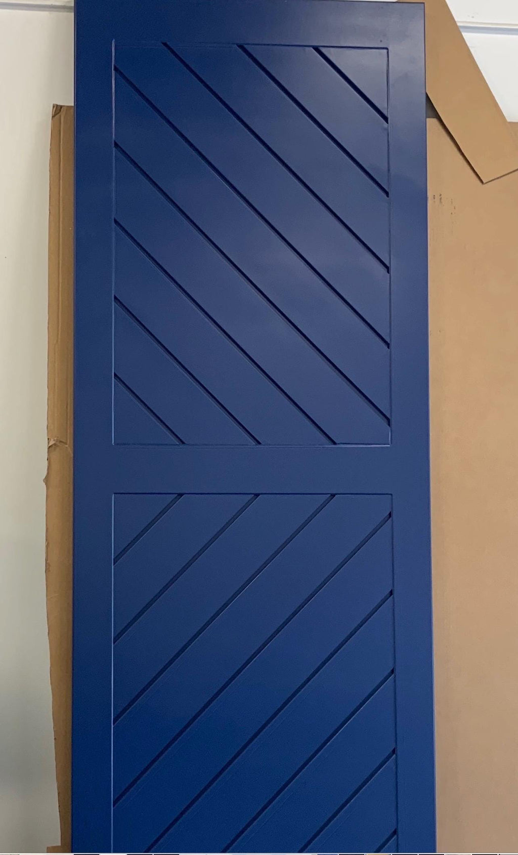Custom Chevron Panel Barn Door, Modern Painted Wood