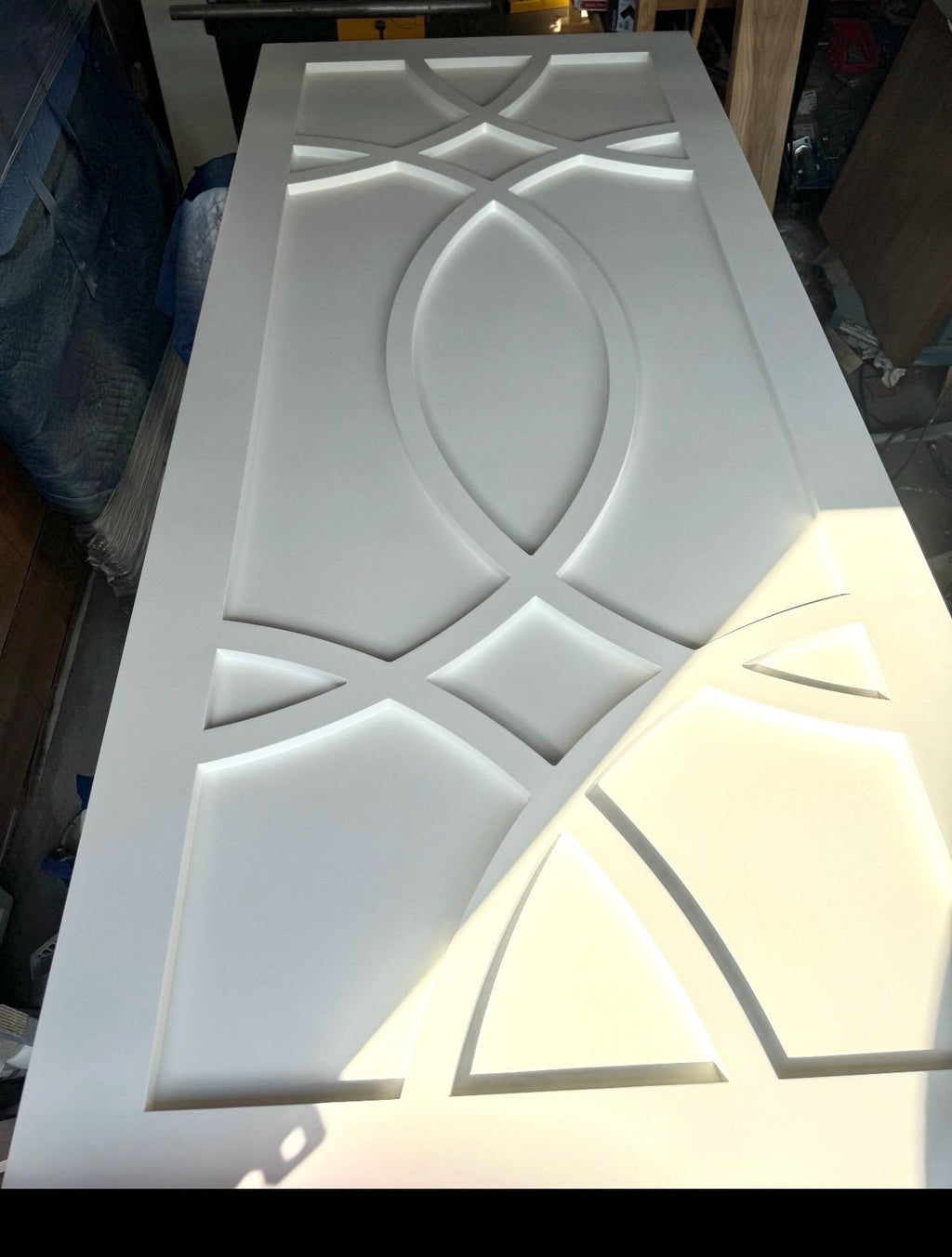 Custom Scroll Sliding Barn Door, Swirl Design Door