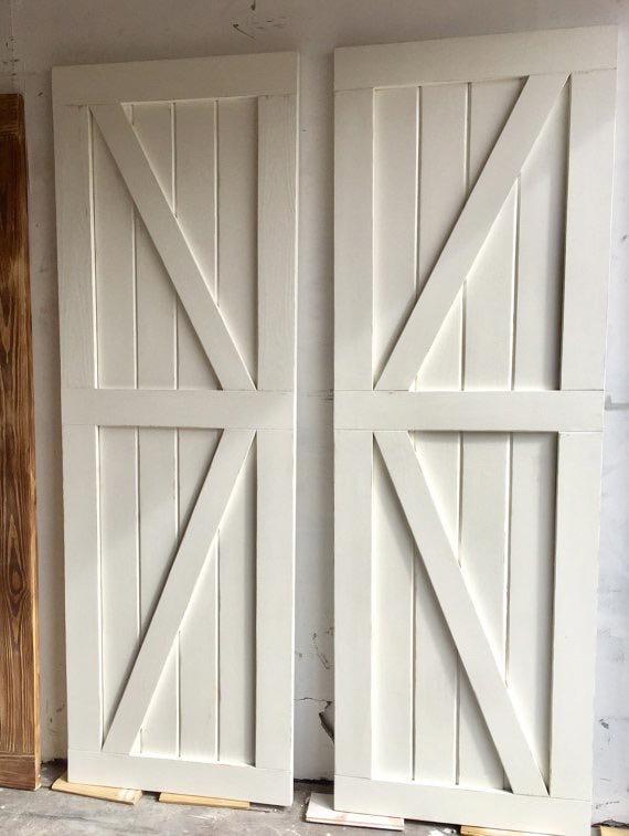 Custom White British Brace Barn Door, Sliding or Hinged