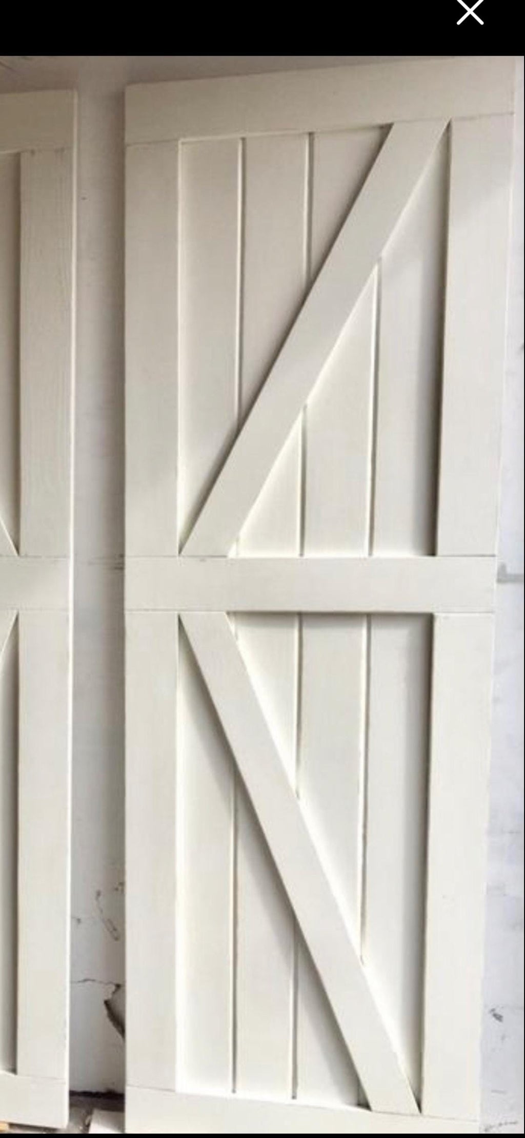 Custom White British Brace Barn Door, Sliding or Hinged