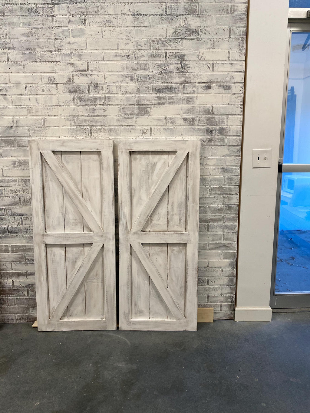 Custom White British Brace Barn Door, Sliding or Hinged