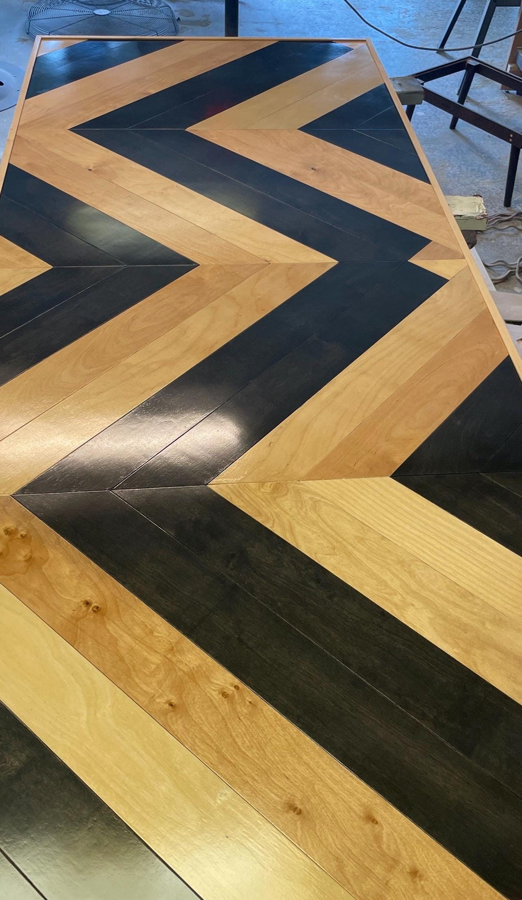 Custom Two-Tone Chevron Barn Door, Modern Interior Door