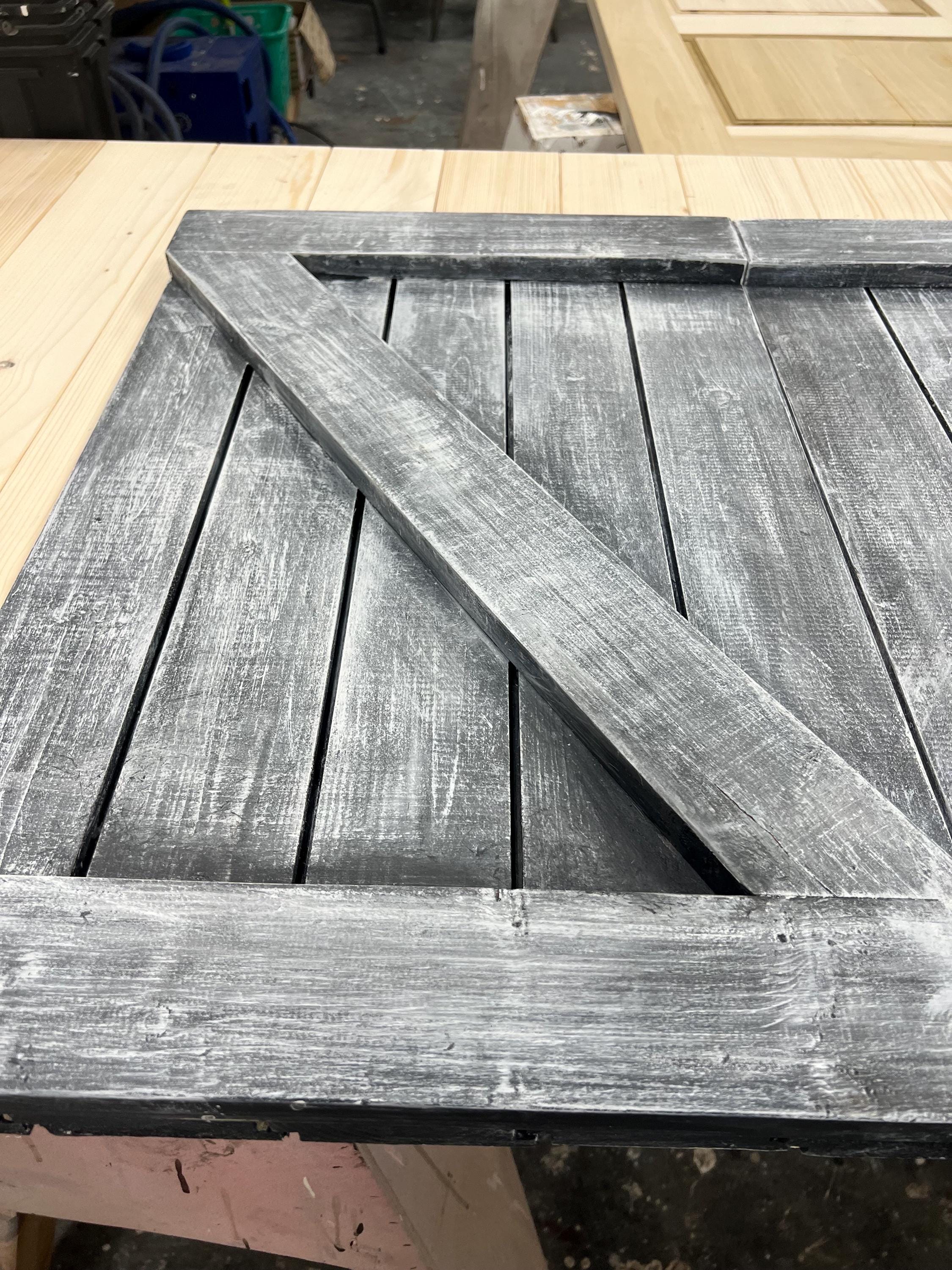 Custom Farmhouse Bottom X Sliding Barn Door, Dark Gray