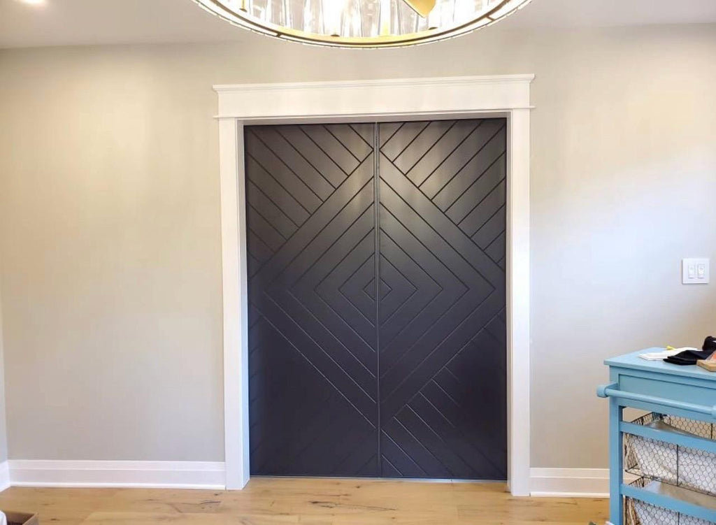 Custom Painted Chevron Barn Door, Aztec Design