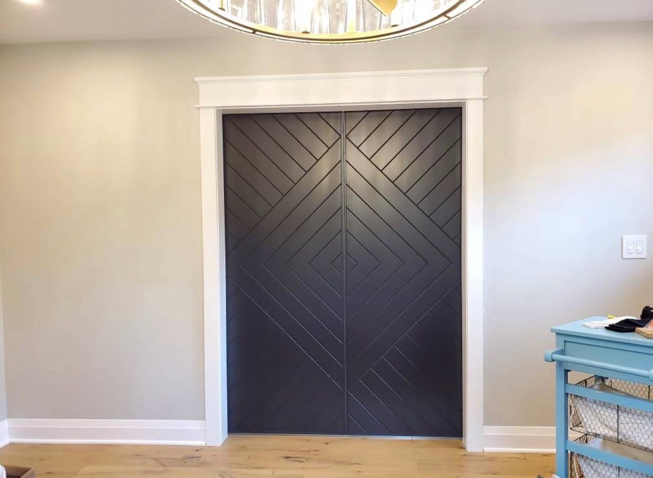 Custom Painted Chevron Barn Door, Aztec Design