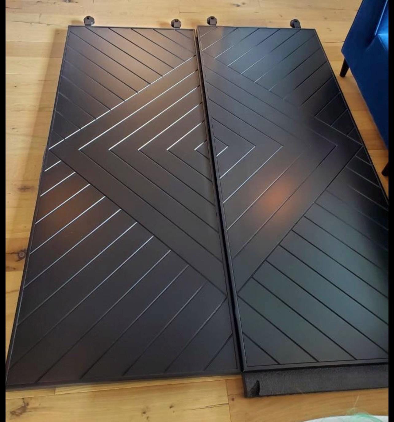 Custom Painted Chevron Barn Door, Aztec Design