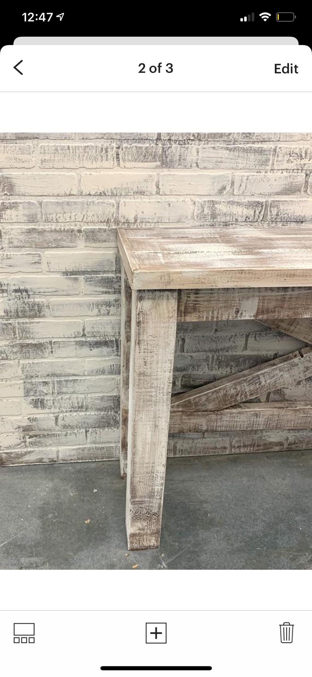 Custom Farmhouse Console Table, Barn Door Finish
